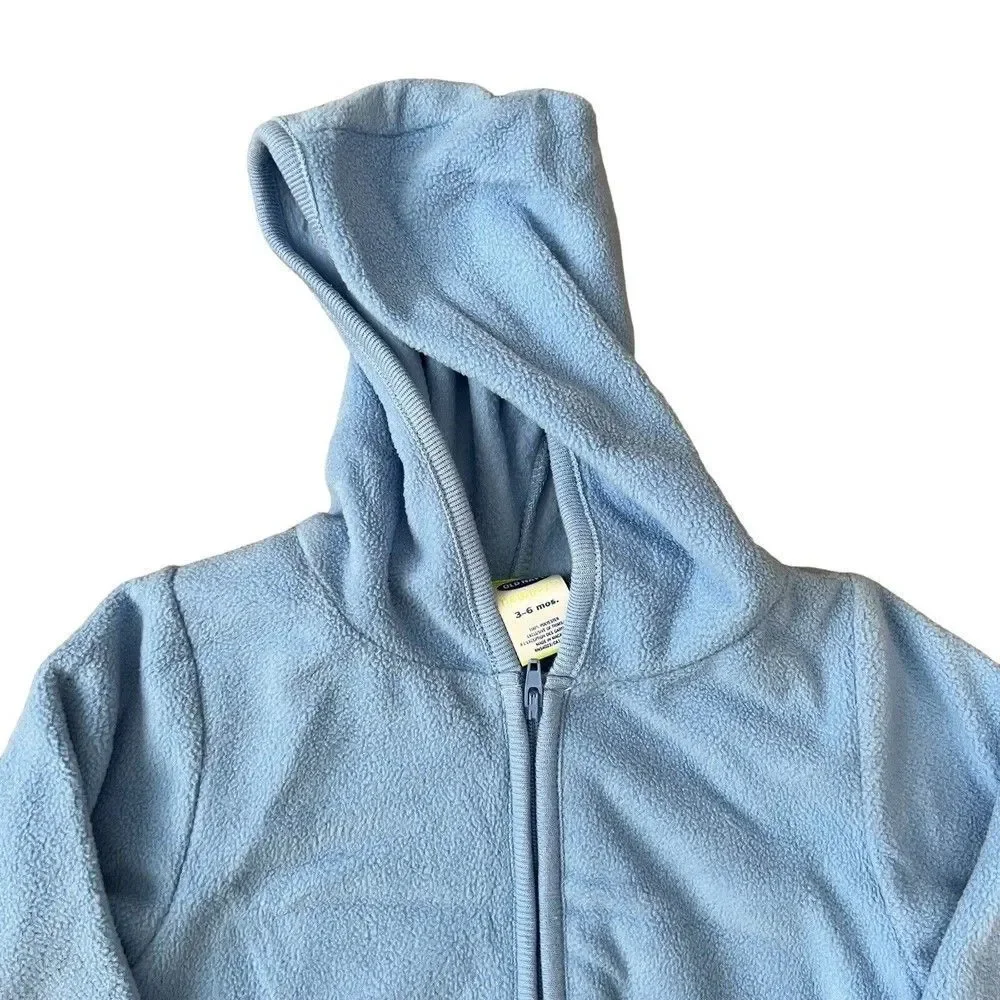 Old Navy Newborn Fleece Jumpsuit‎ Boys Infant Size 3-6 Months Blue Hooded Zip